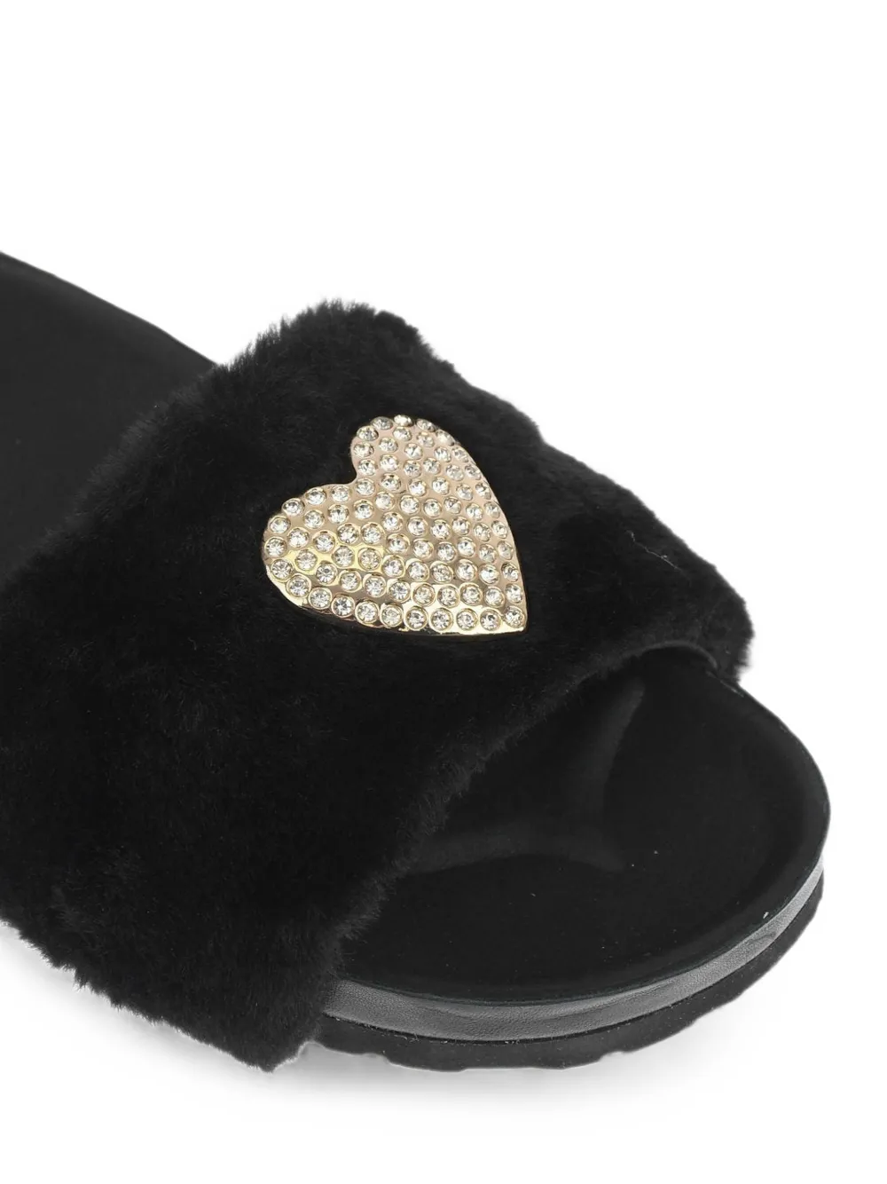 Moschino rhinestone heart-patch slides Zwart