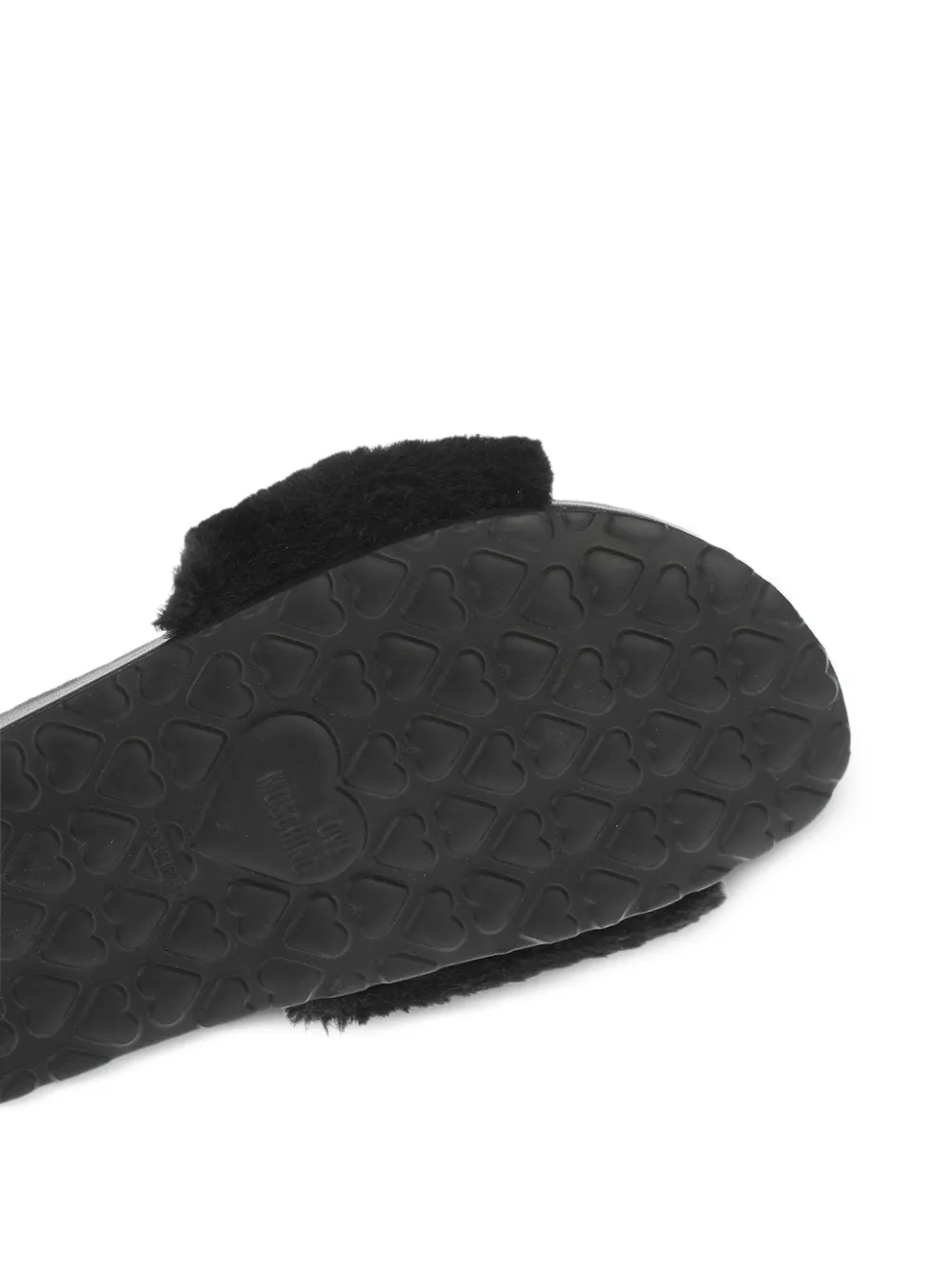 Moschino rhinestone heart-patch slides Zwart