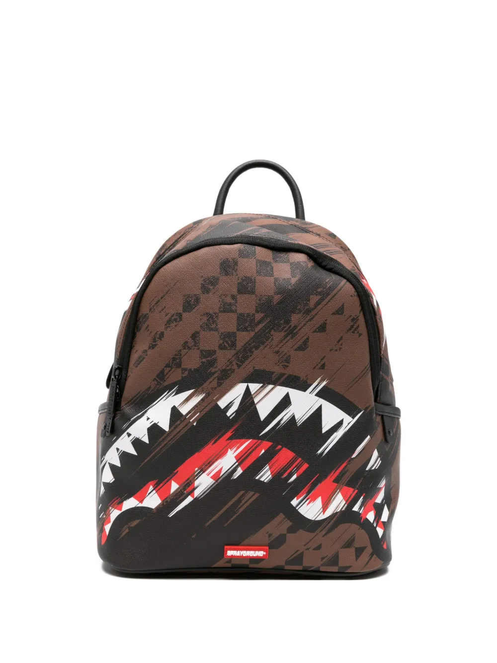 Sprayground Shark Mouth checkered backpack - Marrone