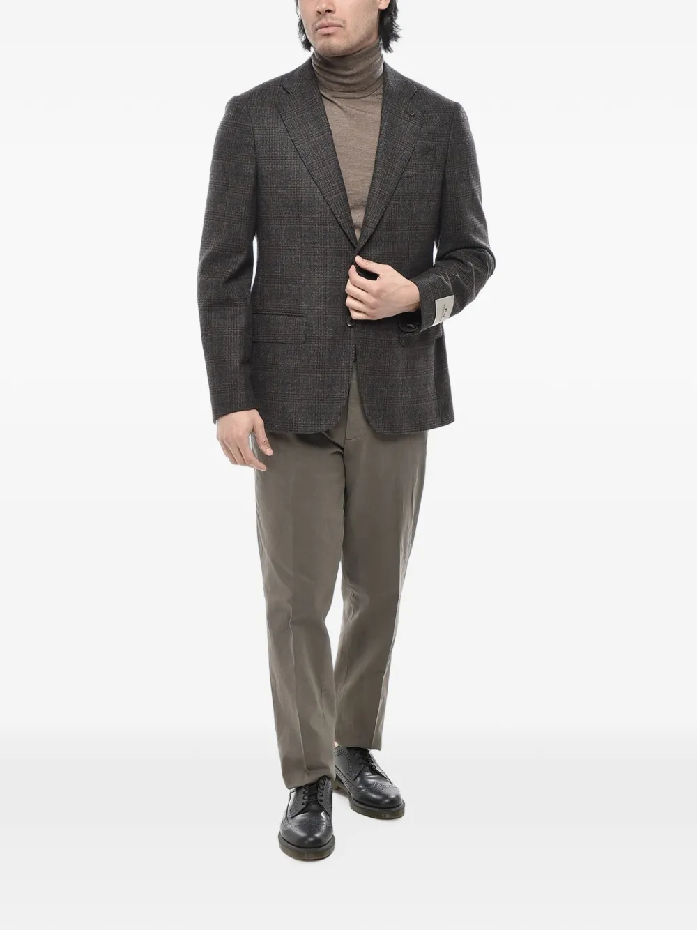 Corneliani Single-breasted Blazer In Brown