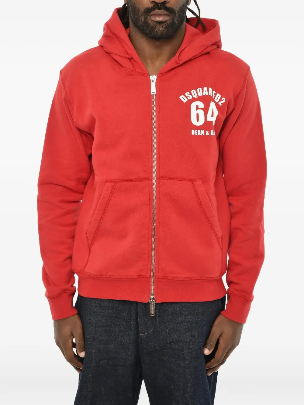 DSQUARED2 logo-print zip-up hoodie - Rot