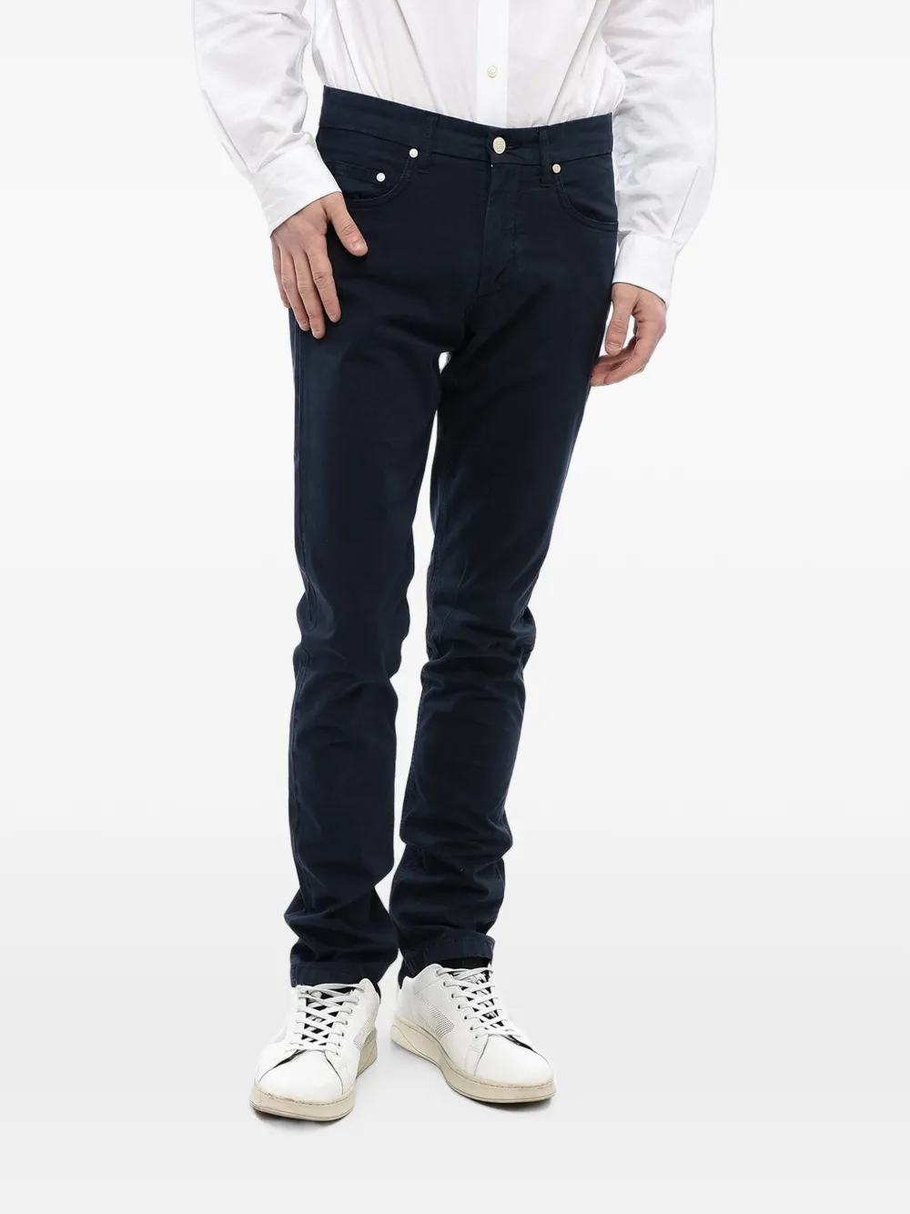 Corneliani 스웨이드 패치 치노 팬츠 | 블루 | Image 1