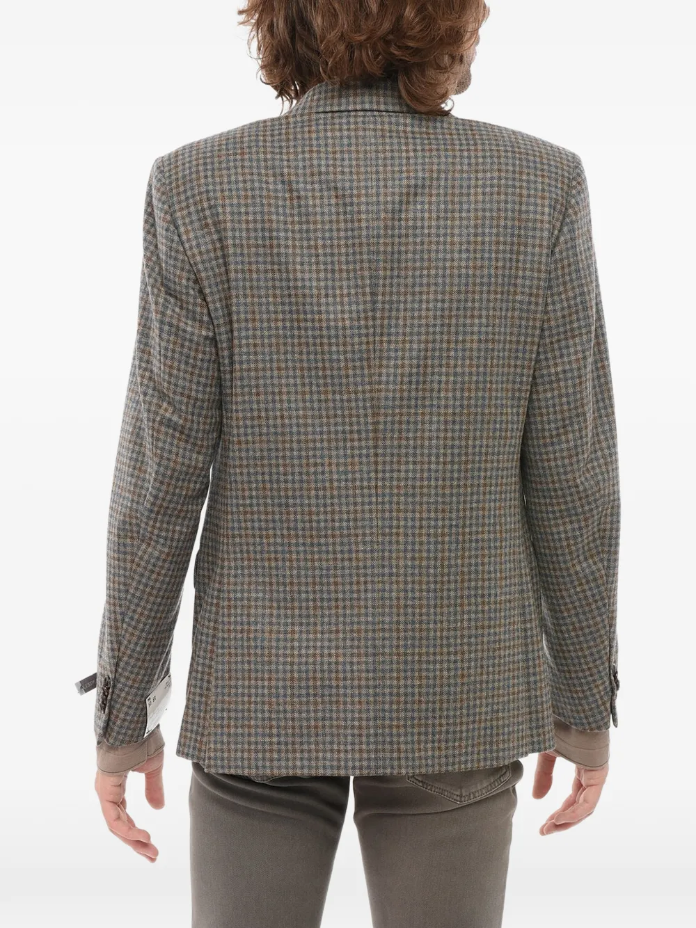 Corneliani Checked Single-breasted Wool Blazer In Neutrals