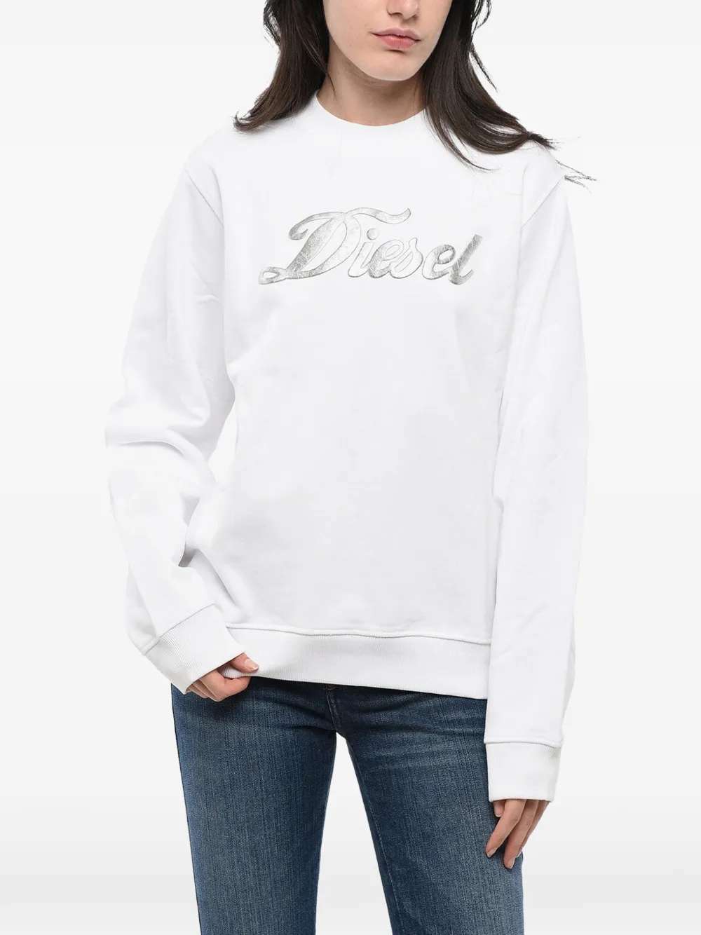 Diesel logo-print brushed sweatshirt - Weiß