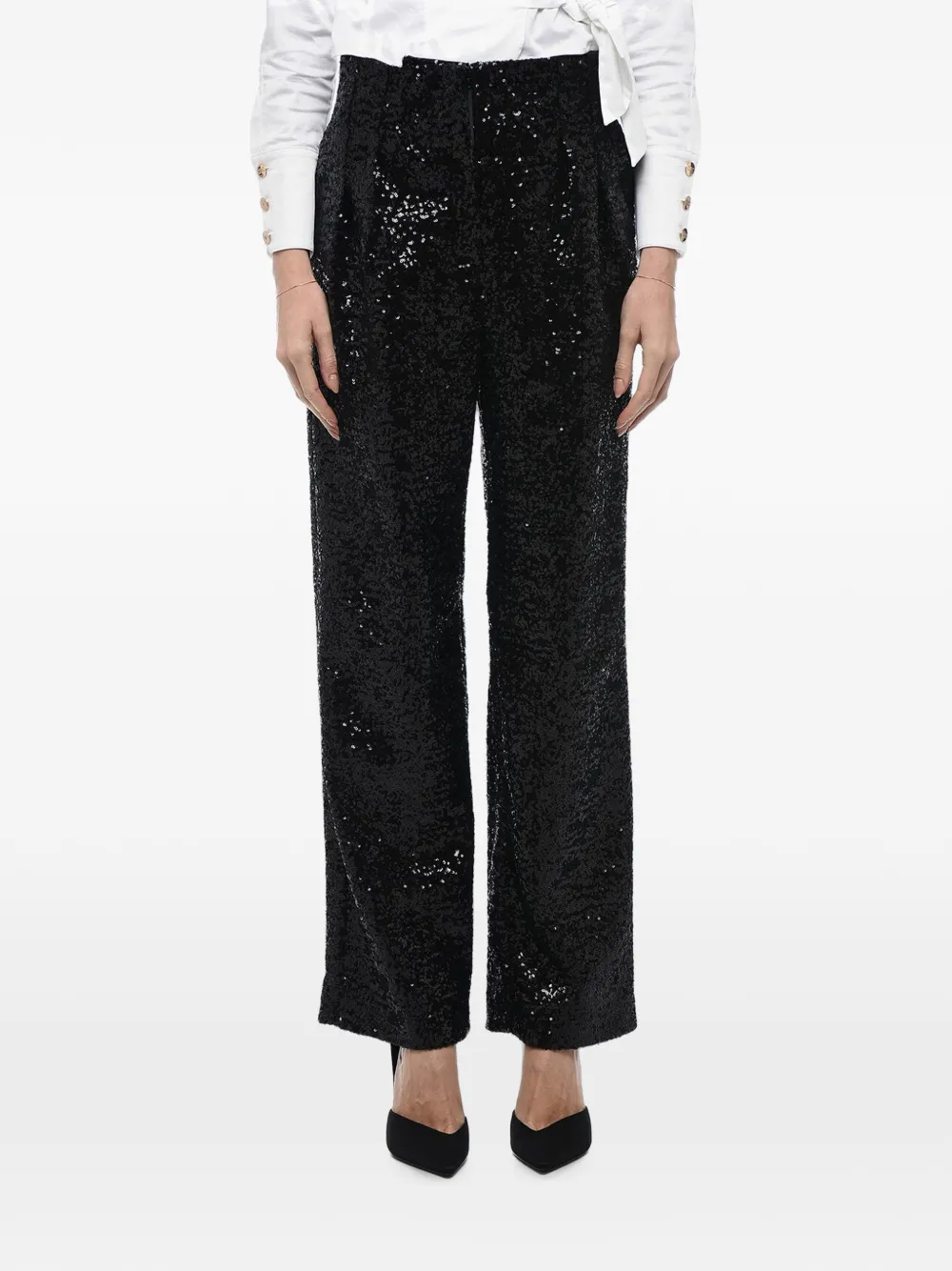 In The Mood For Love Clyde sequin-embellished trousers - Black