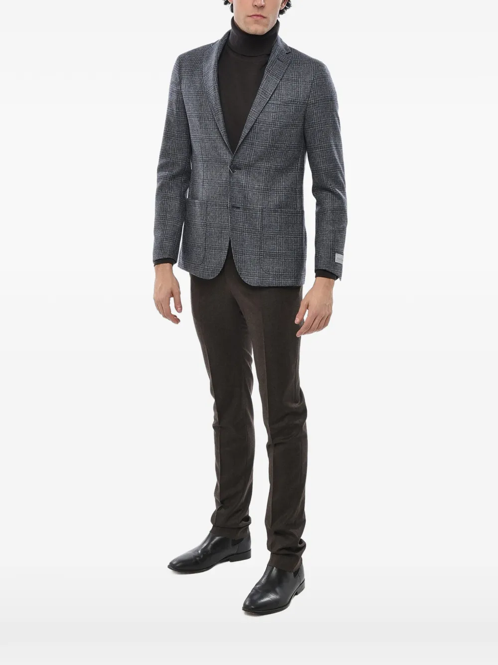 Corneliani check-pattern wool blazer Grijs