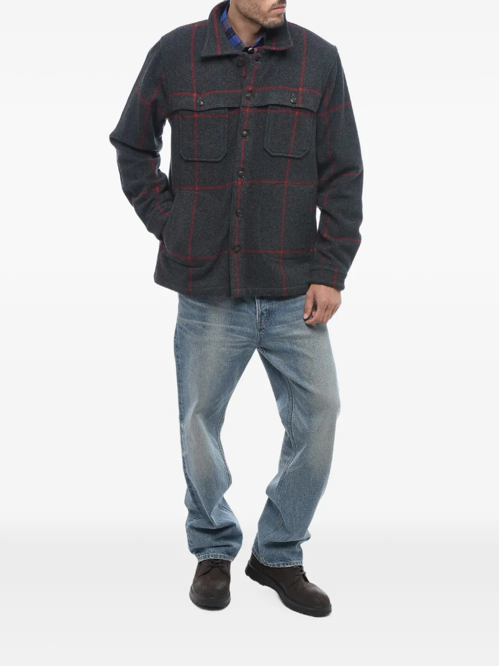 Woolrich Malone checked overshirt Grijs