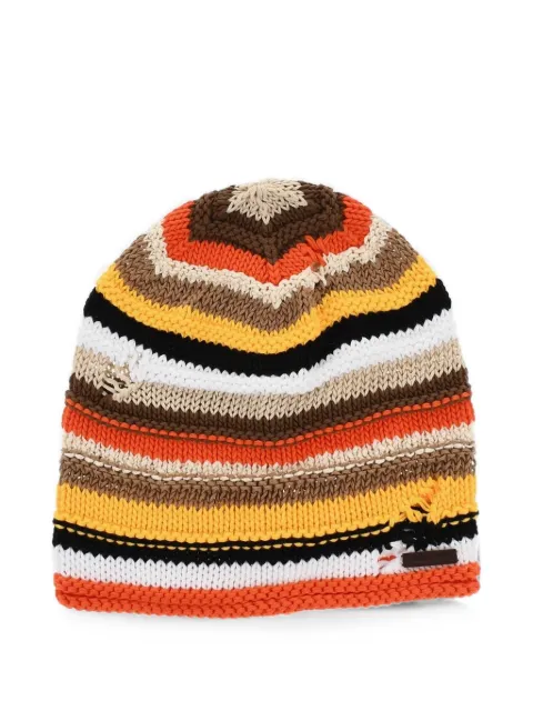 DSQUARED2 distressed striped beanie hat