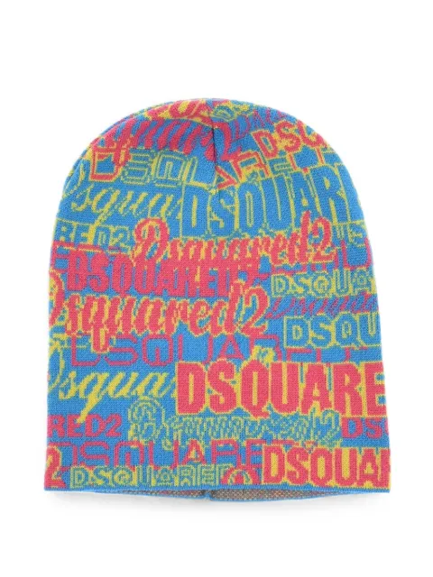 DSQUARED2 logo-intarsia beanie hat