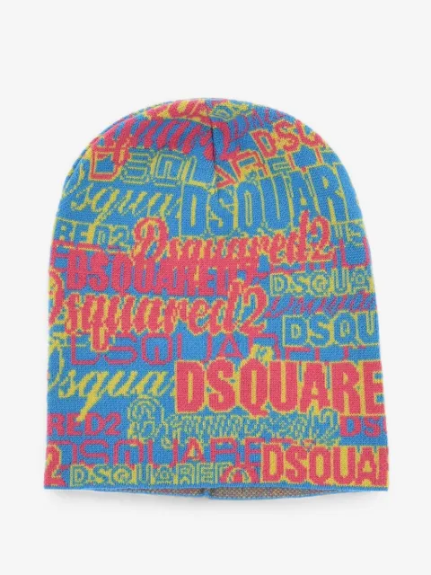 DSQUARED2 logo-intarsia beanie hat