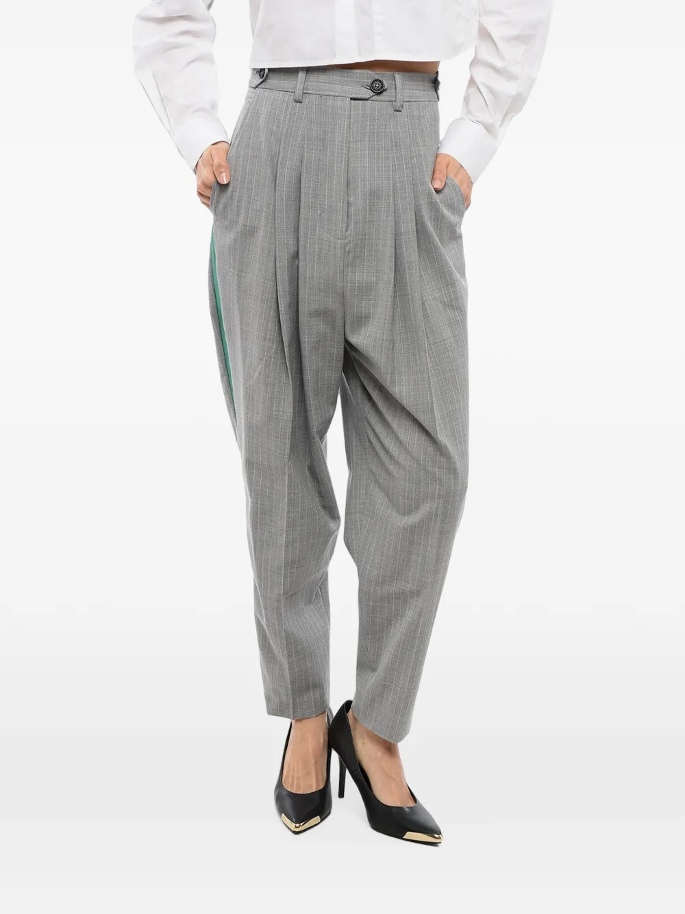 John Richmond Pinstripe-pattern Pleated Trousers In Gray