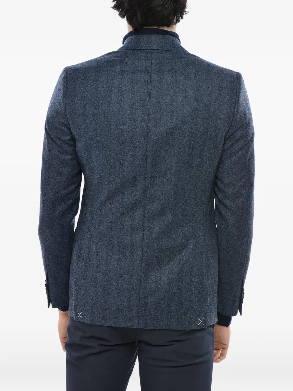 Corneliani Logo-patch Single-breasted Blazer In Blue