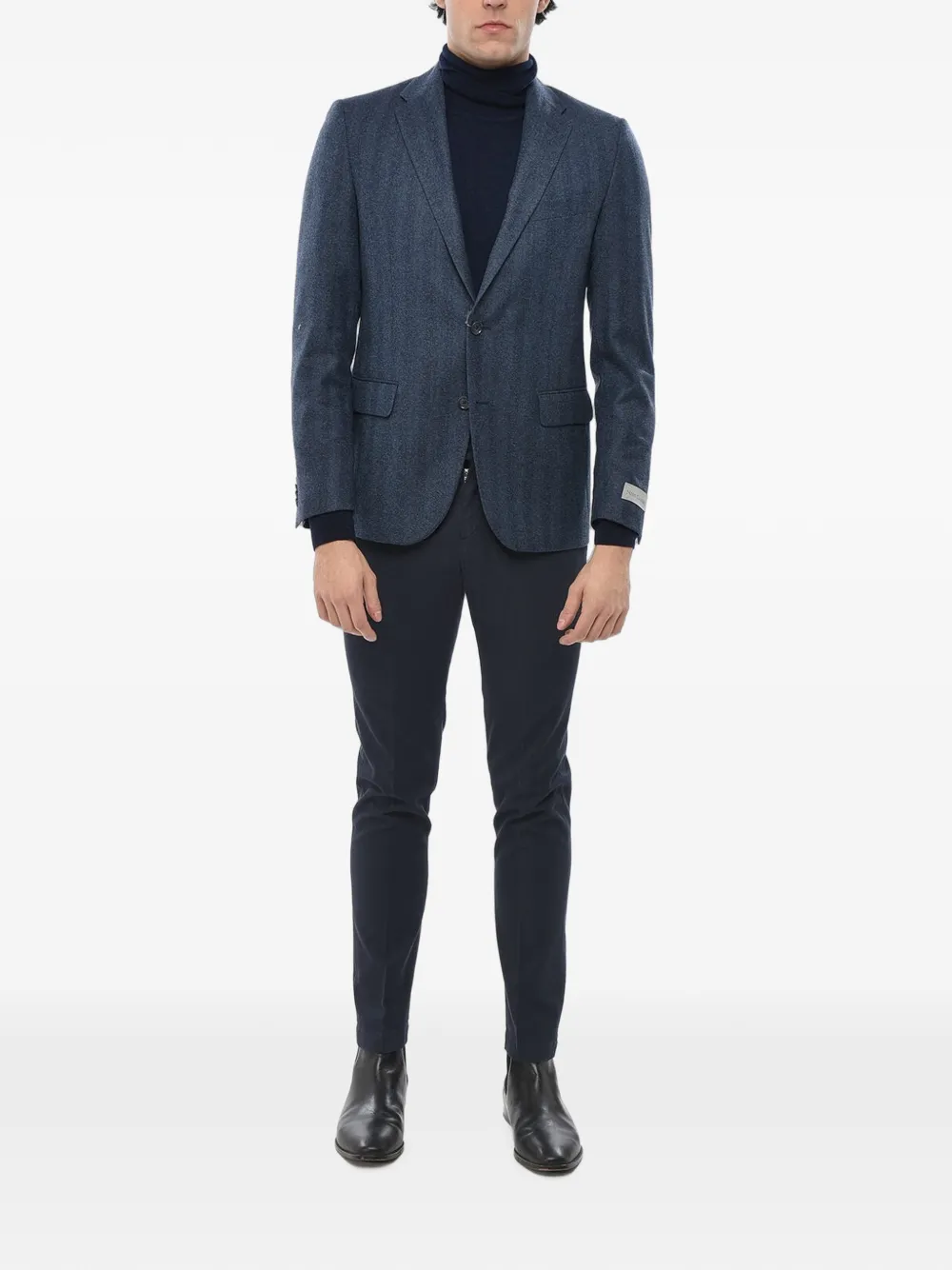 Corneliani Logo-patch Single-breasted Blazer In Blue