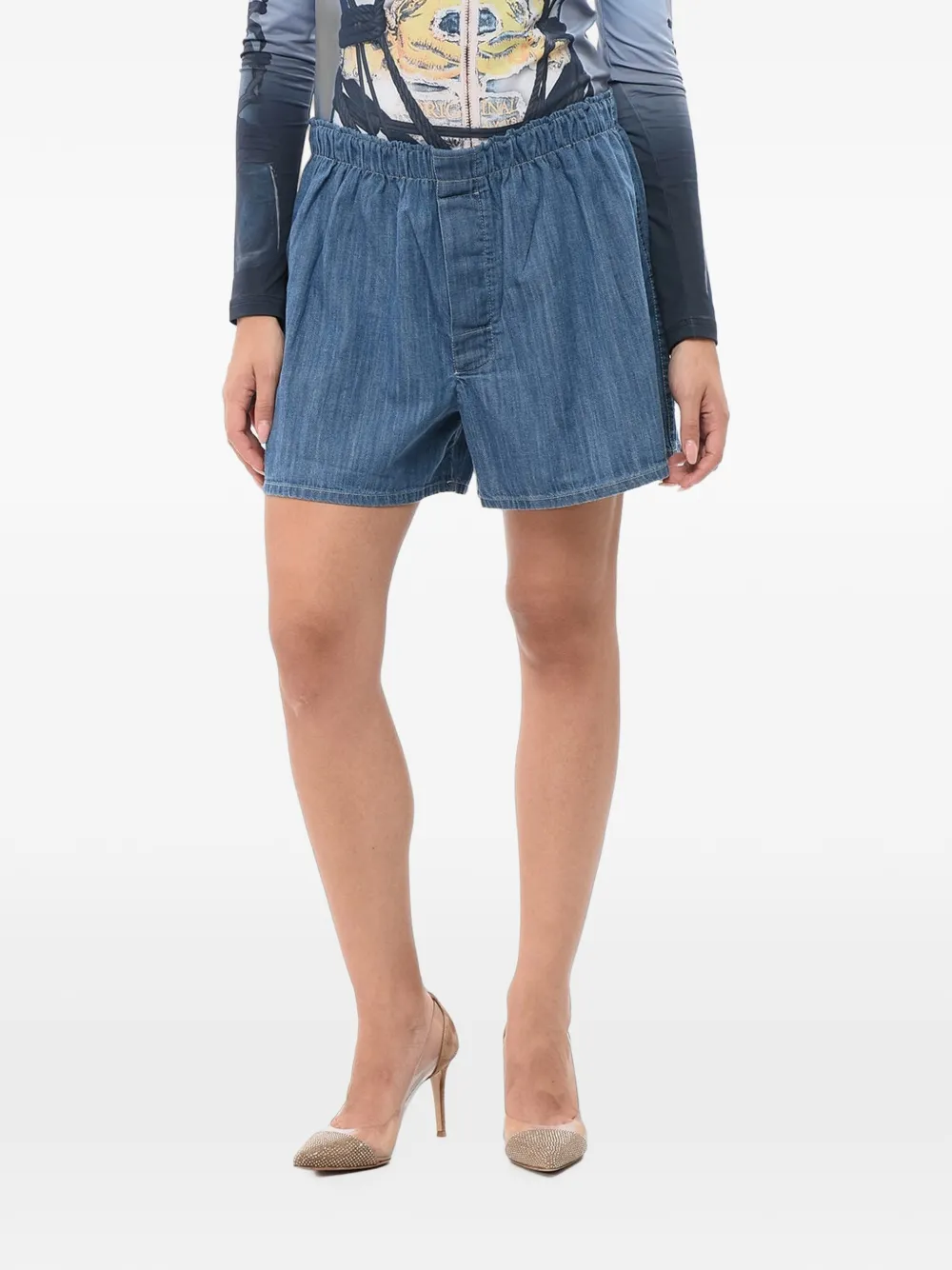 HommeGirls elasticated-waist denim shorts - Blue