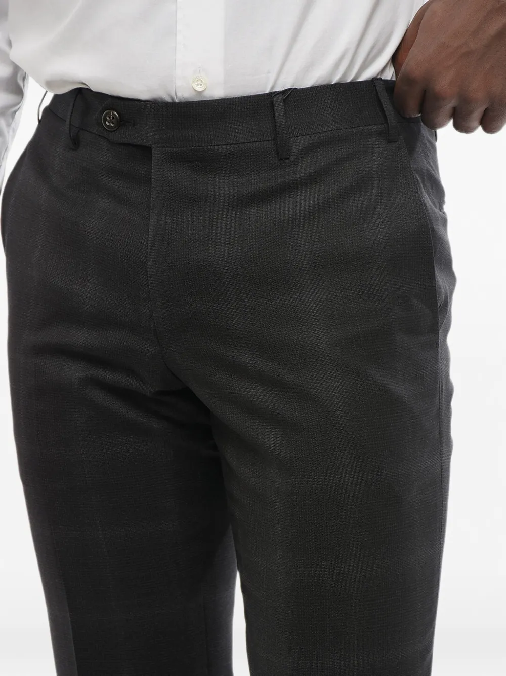 Corneliani district-check wool trousers Grijs