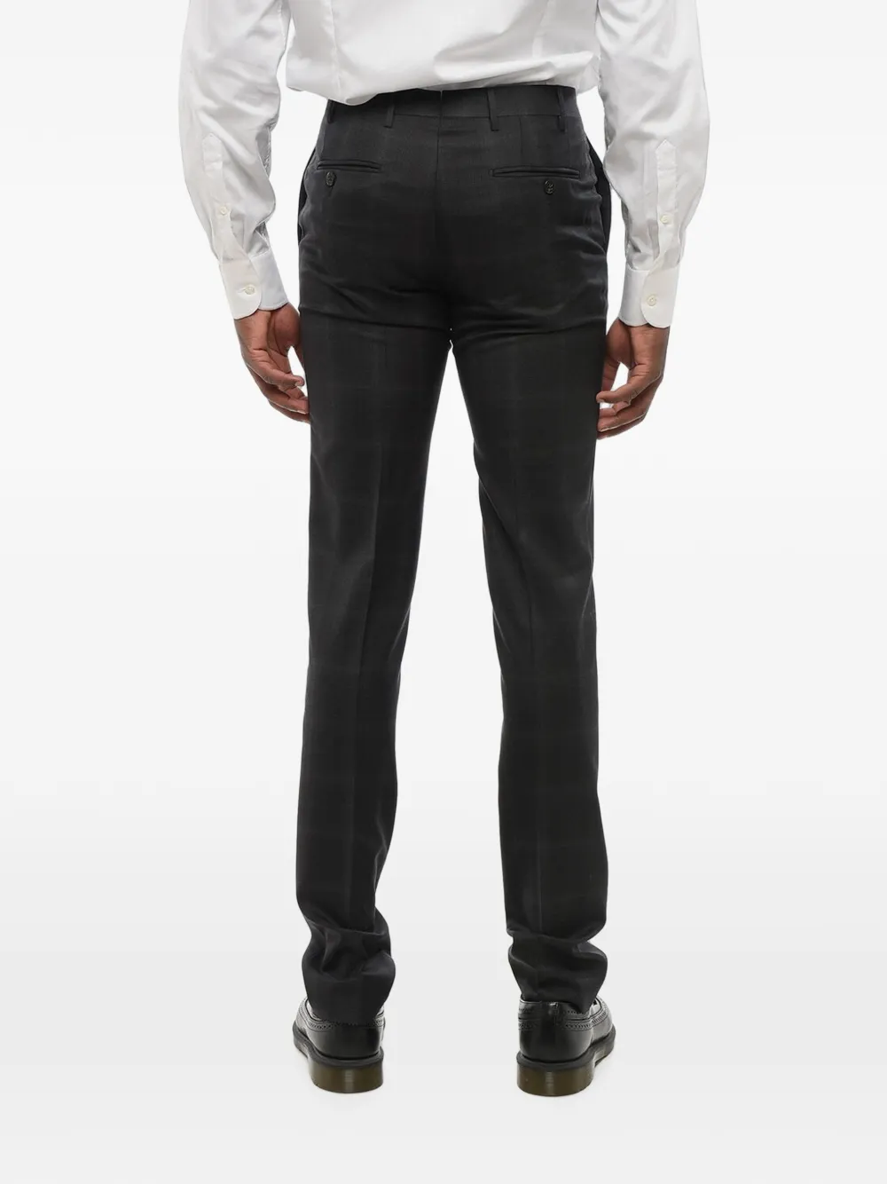 Corneliani district-check wool trousers Grijs