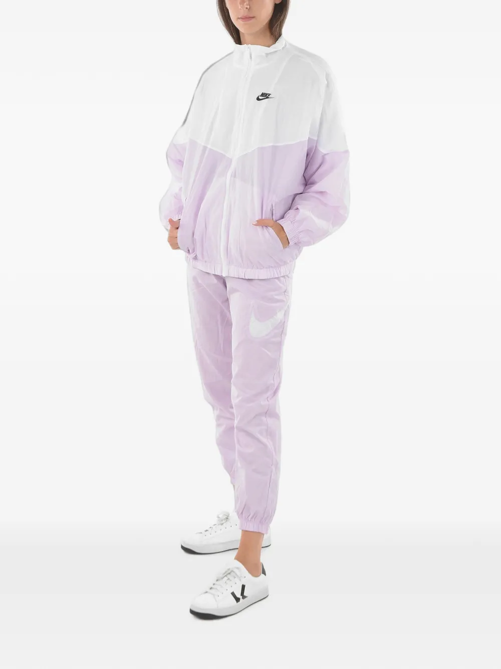 Nike logo-embroidered zip-up jacket Wit