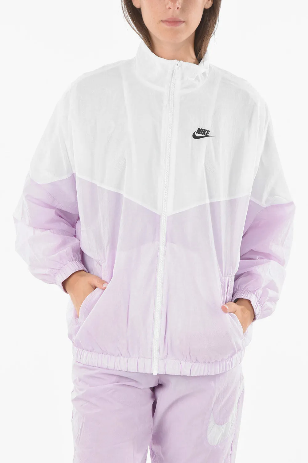 Nike logo-embroidered zip-up jacket Wit