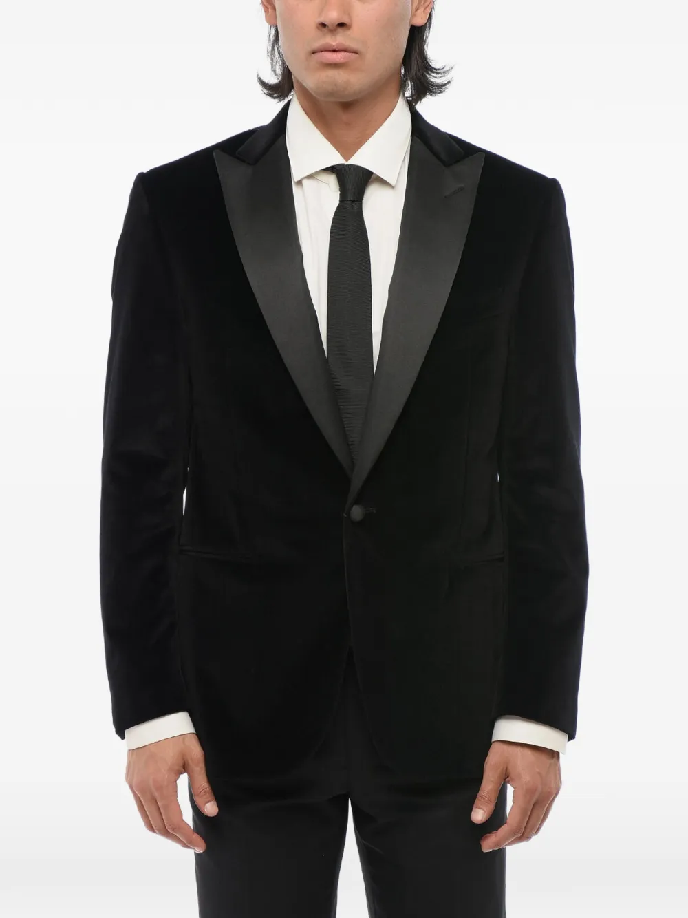 Corneliani velvet peak-lapel blazer - Schwarz
