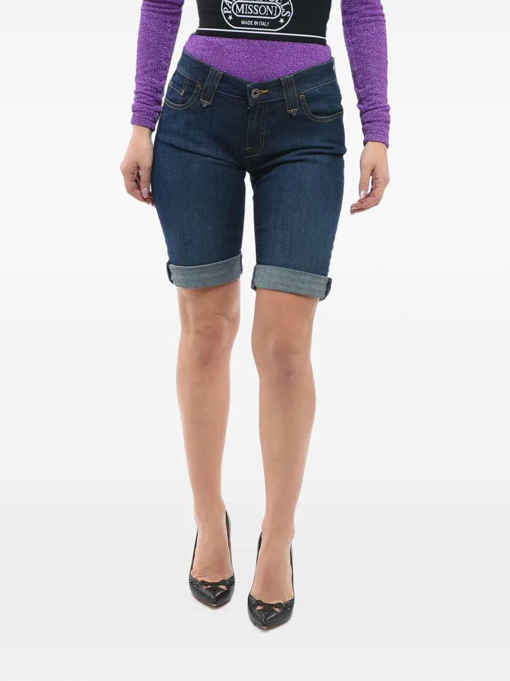 Woolrich contrast-stitch denim shorts - Blau