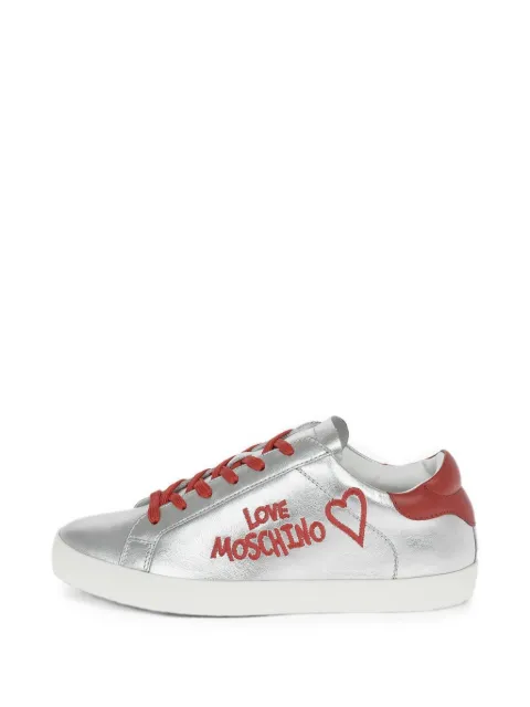 Moschino Love logo-embroidered laminated-leather sneakers