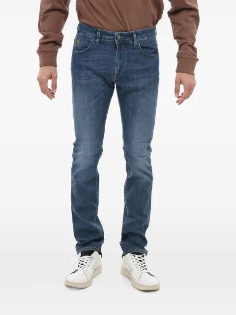 Corneliani logo-patch contrast-stitch straight-leg jeans