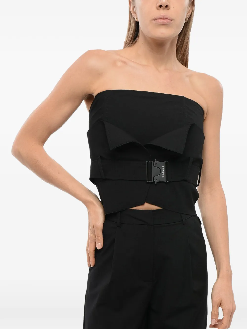 John Richmond belted strapless top - Schwarz