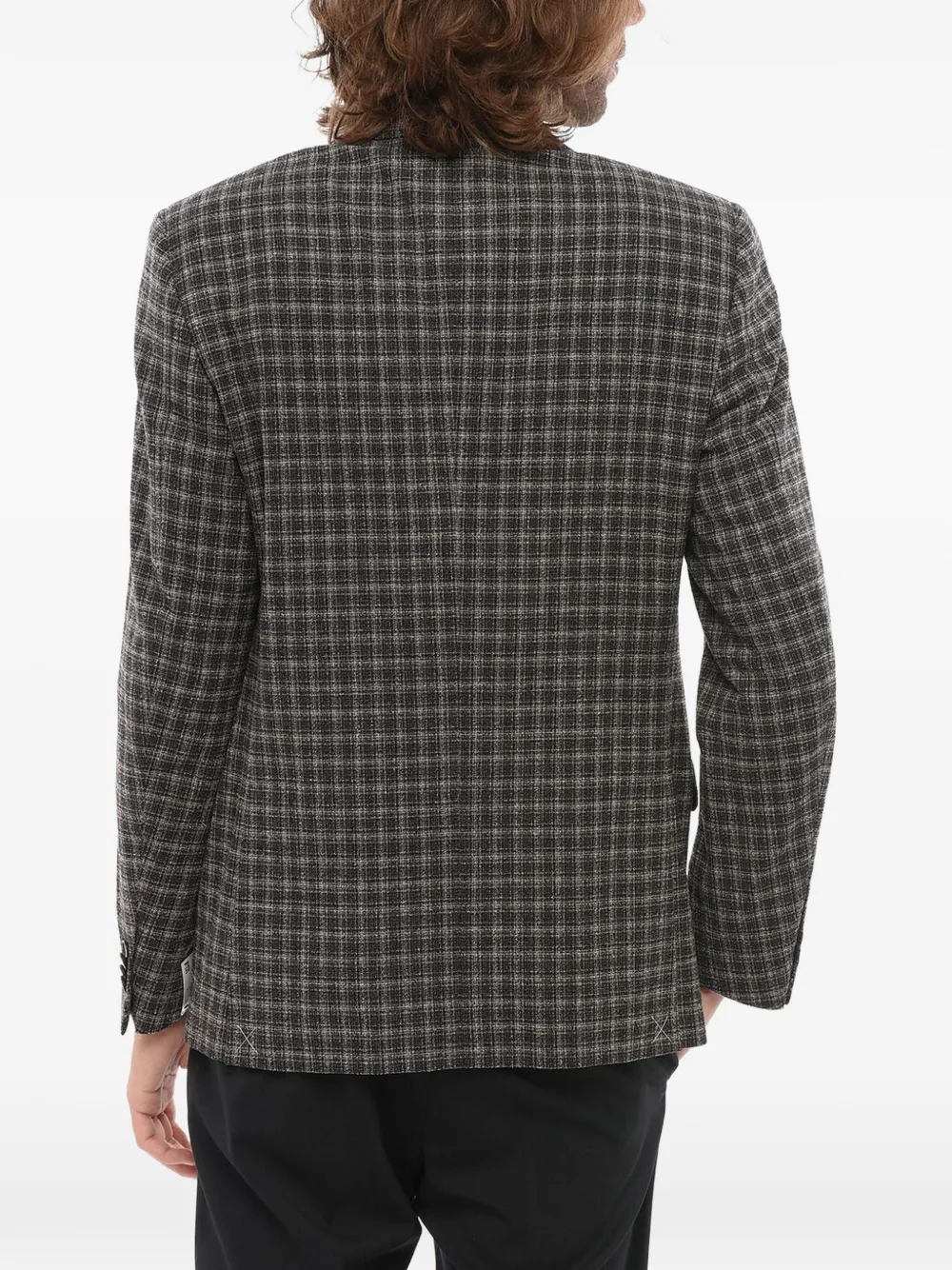 Corneliani Nino Danieli Checked Single-breasted Wool Blazer In Grey