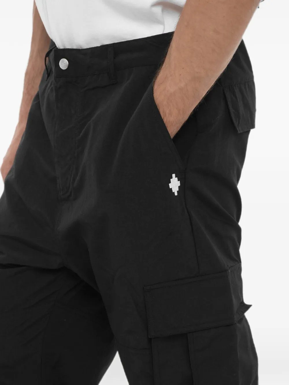 COUNTY OF MILAN Cargo broek met geborduurd logo Zwart