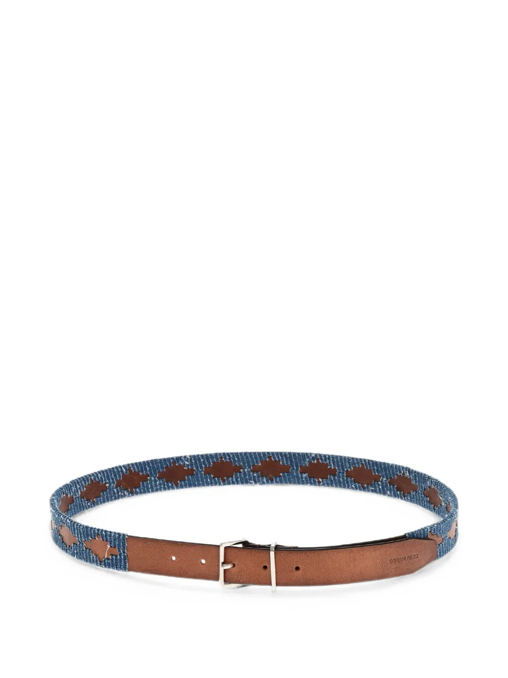 DSQUARED2 denim-panel leather belt - Brown