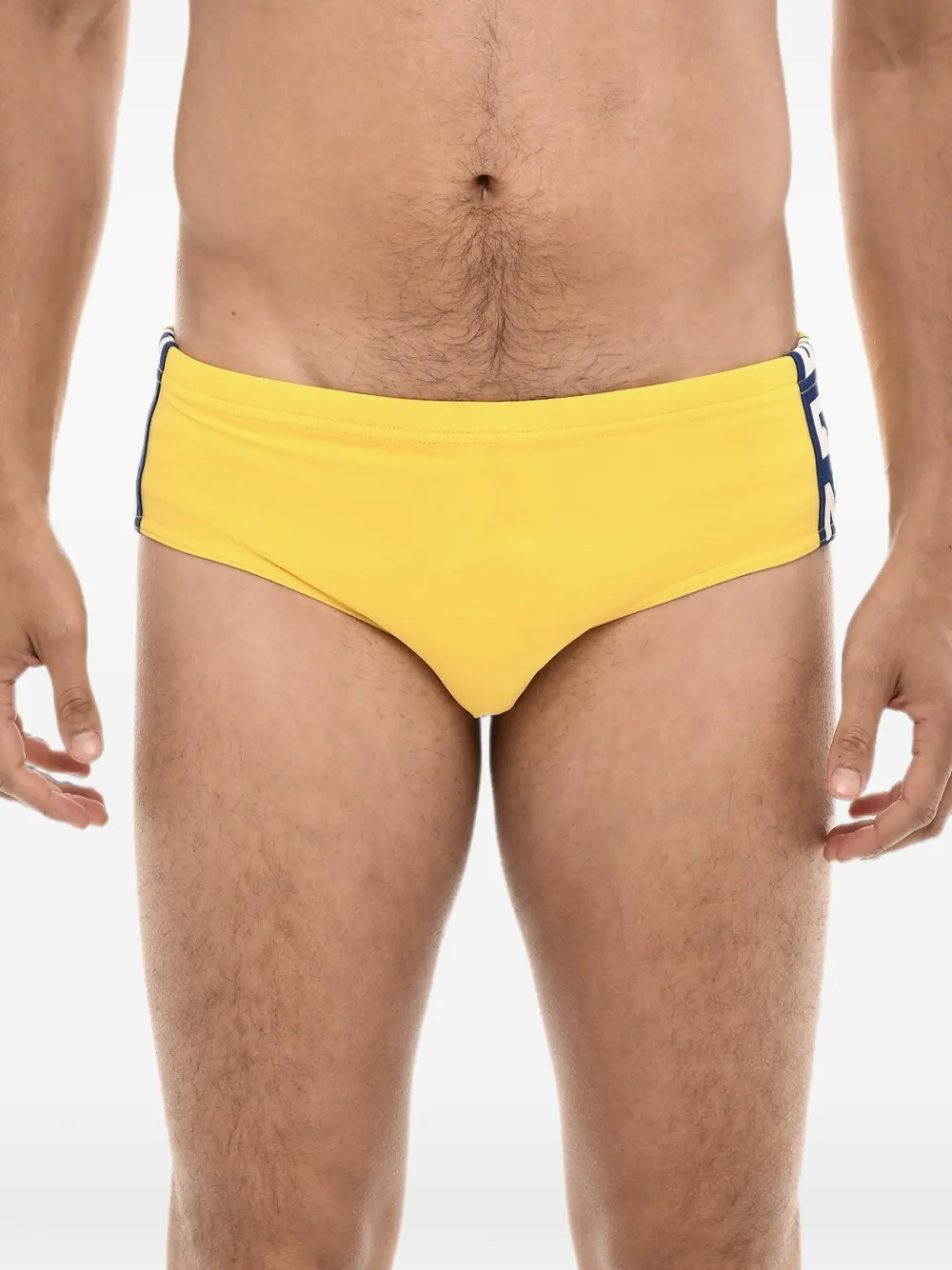 DSQUARED2 logo-print side-stripe swim briefs - Gelb