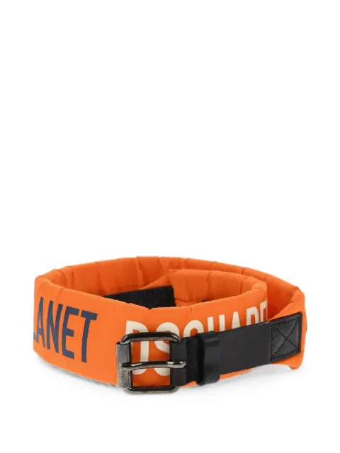 DSQUARED2 logo-print leather-trim belt