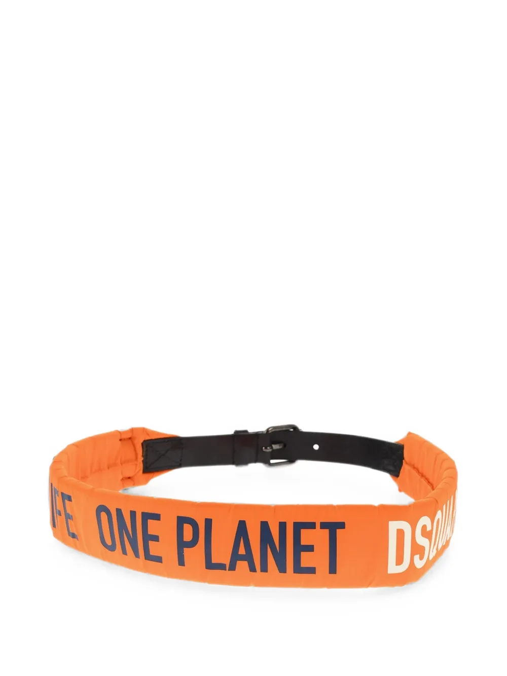 DSQUARED2 logo-print leather-trim belt Oranje