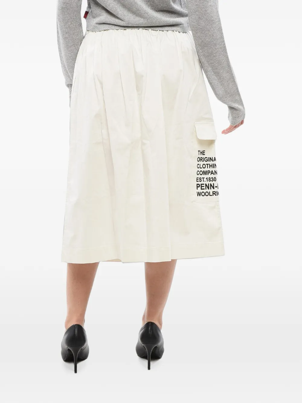 Woolrich text-print midi skirt Beige