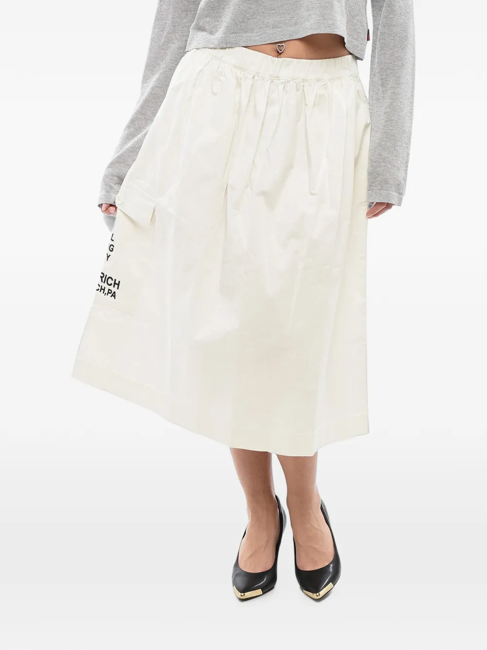 Woolrich text-print midi skirt Beige