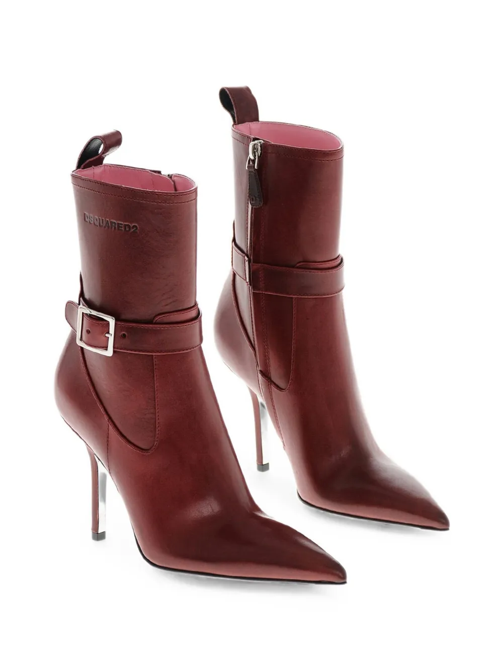 DSQUARED2 My Dust buckle-strap pointed-toe ankle boots Rood