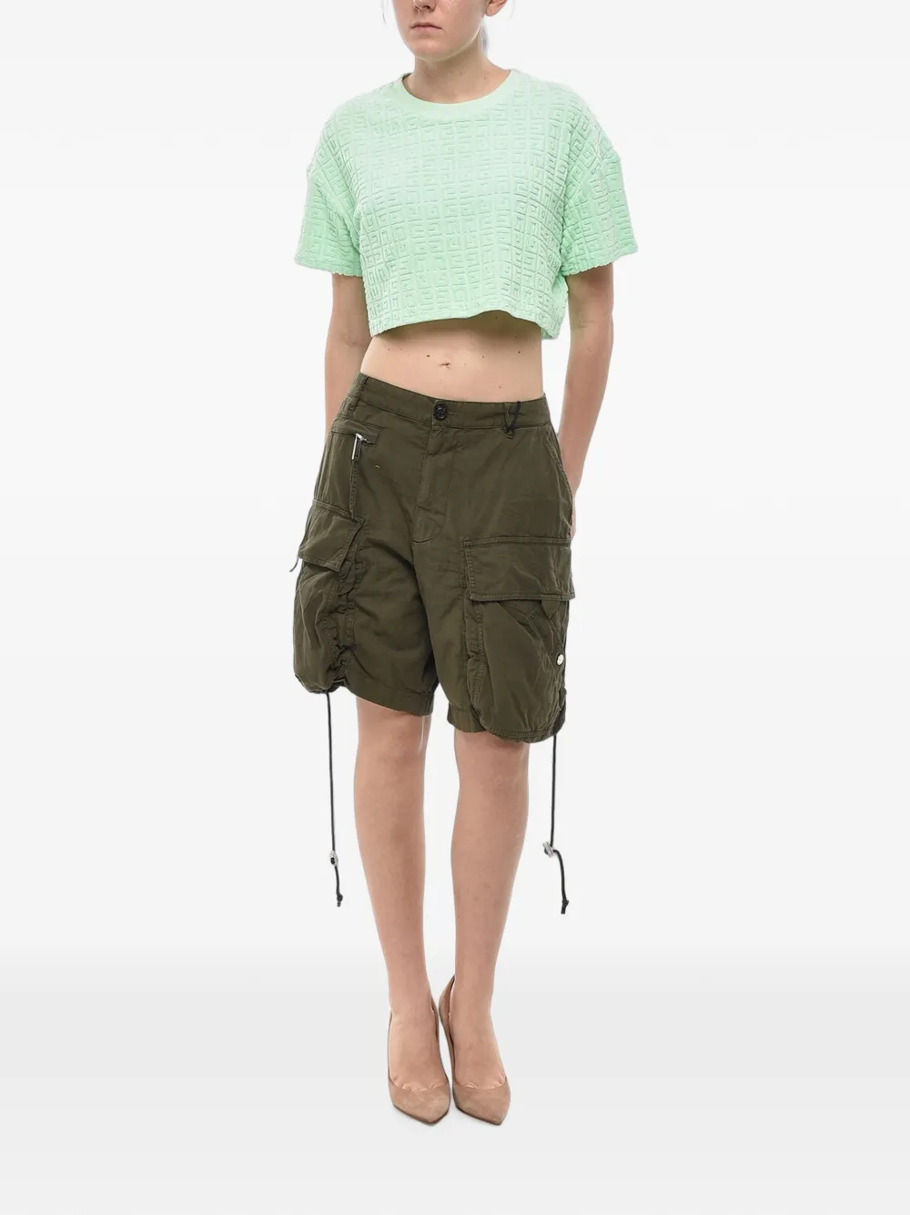 Dsquared2 Drawstring Cargo Shorts In Green