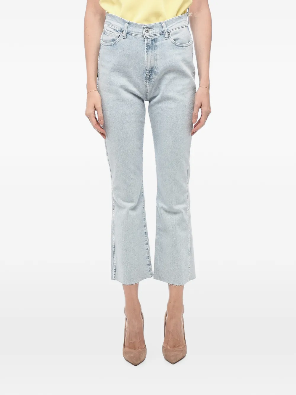 Seven raw-hem flared-leg cropped jeans - Blau
