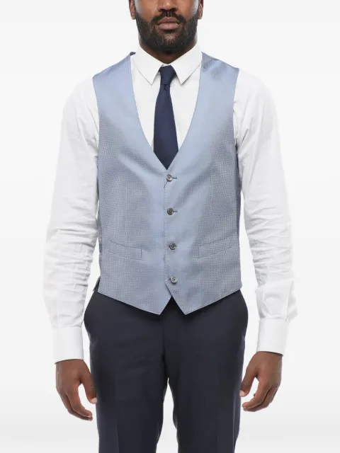 Corneliani geometric-pattern silk waistcoat