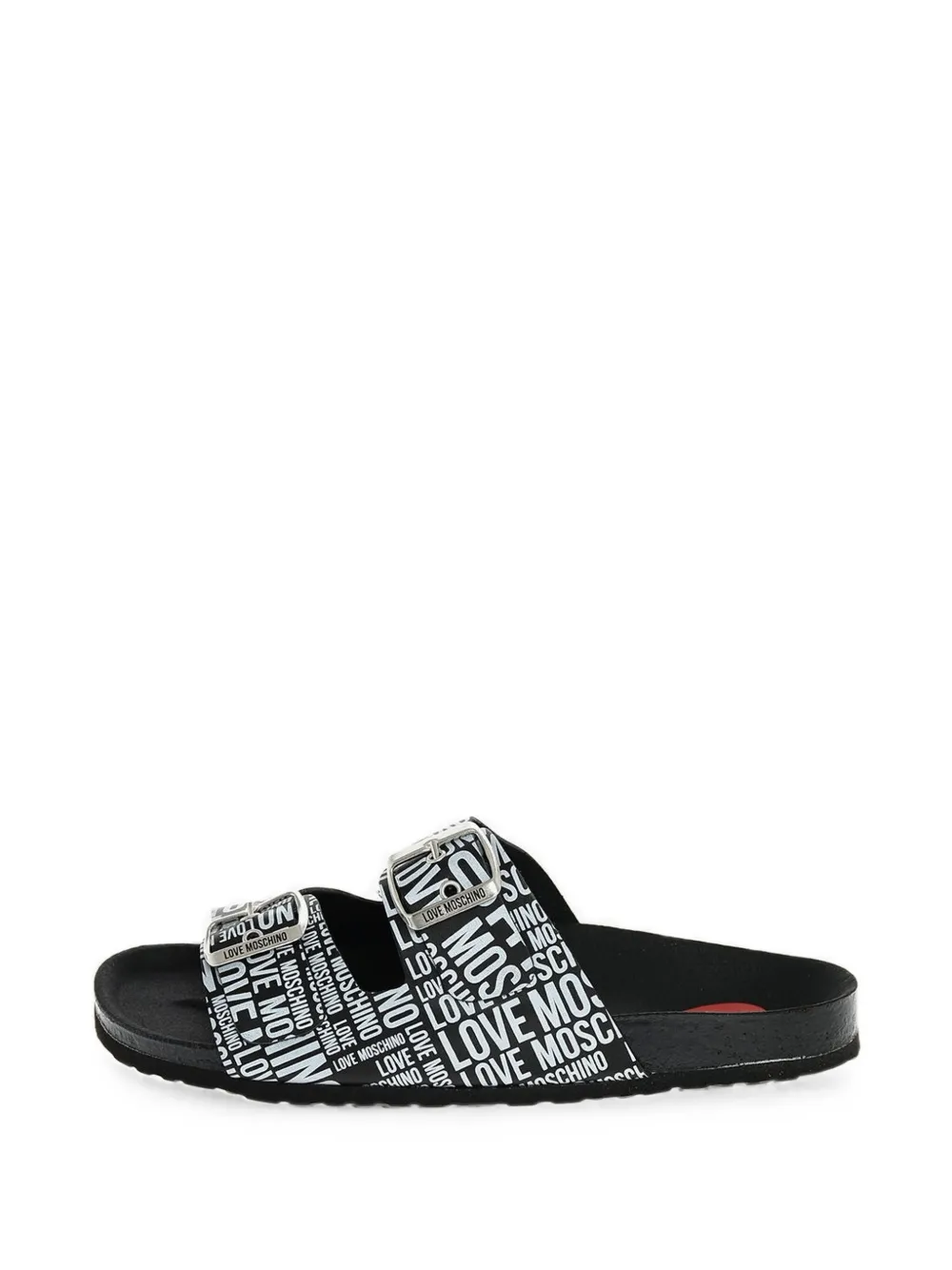 Moschino logo-print buckled sandals - Black
