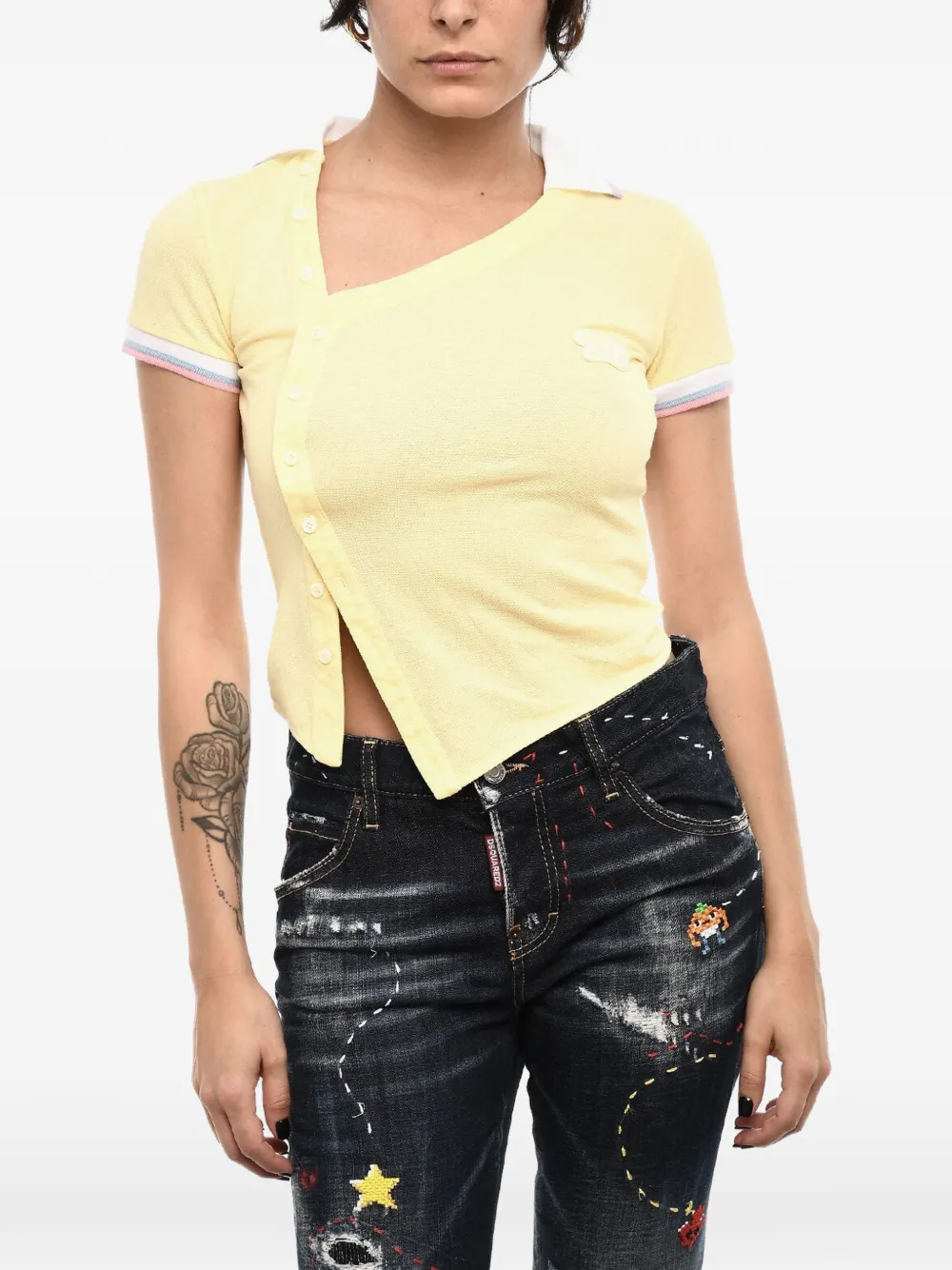 DSQUARED2 asymmetric-neck T-shirt - Gelb
