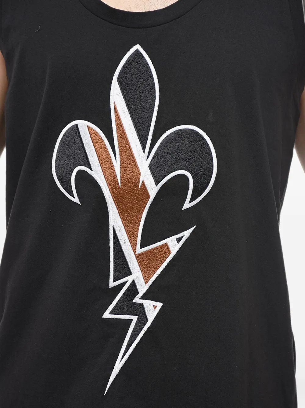Neil Barrett Fleur-de-Thunder tanktop met borduurwerk Zwart