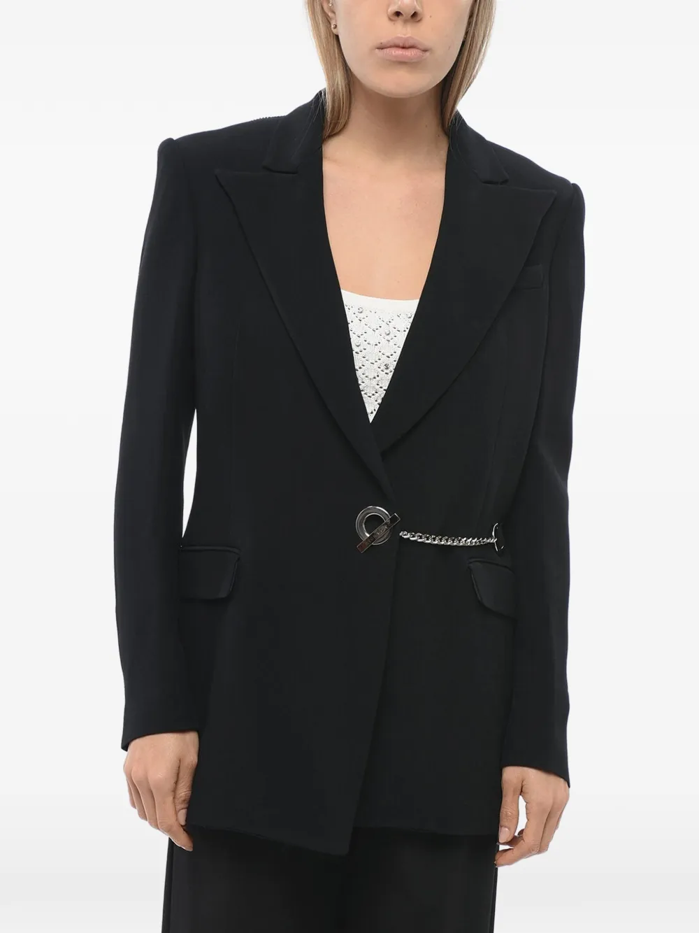 John Richmond peak-lapel logo-chain blazer - Schwarz