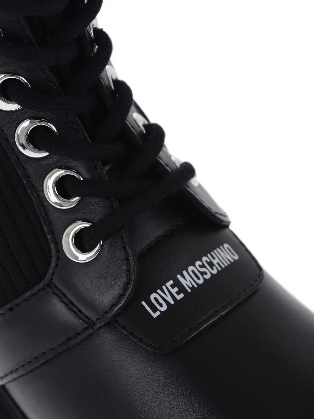 Moschino panelled lace-up combat boots Zwart
