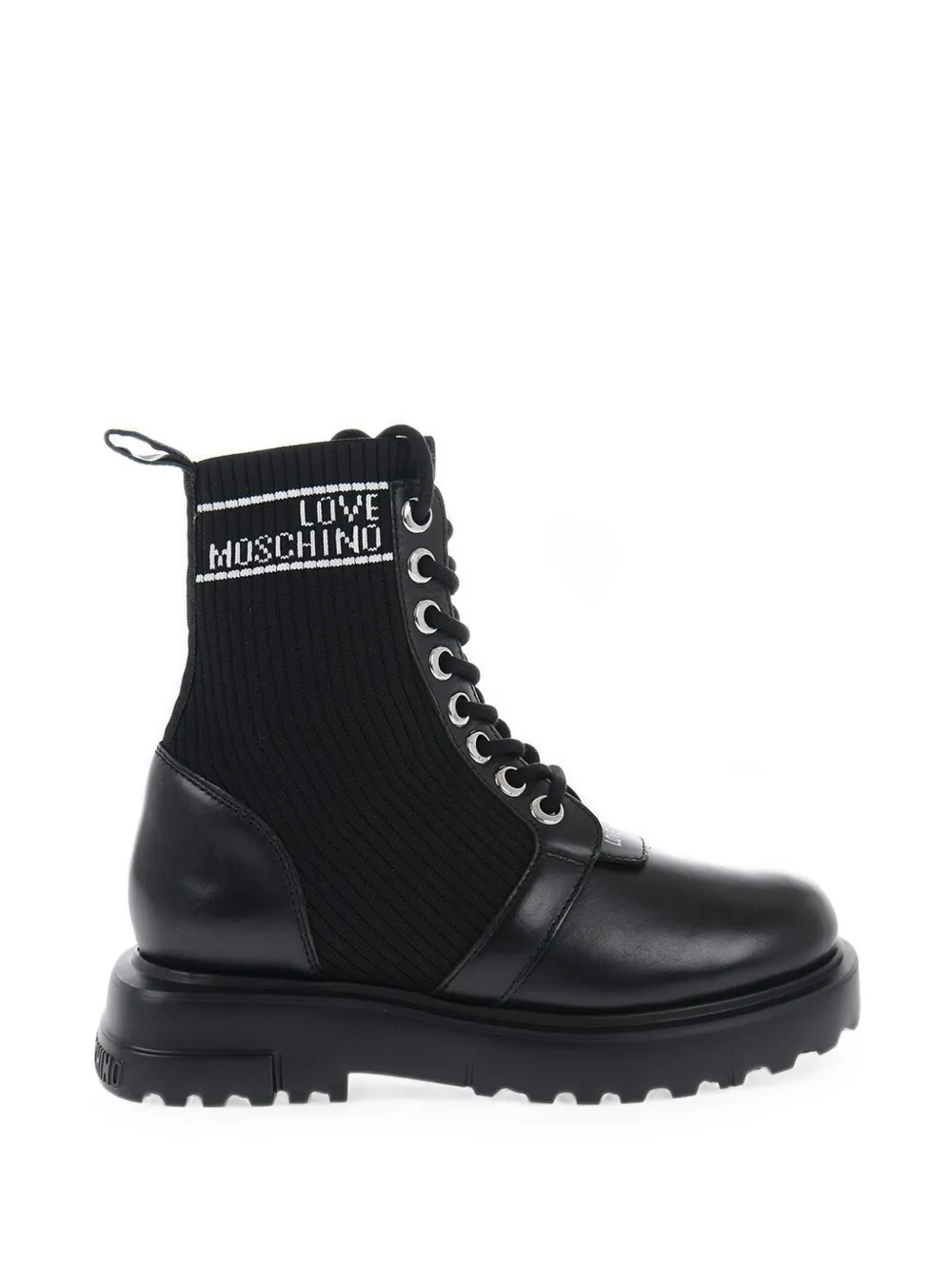 Moschino panelled lace-up combat boots Zwart