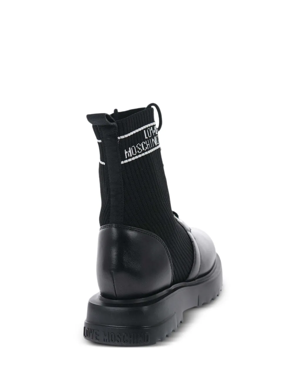 Moschino panelled lace-up combat boots Zwart
