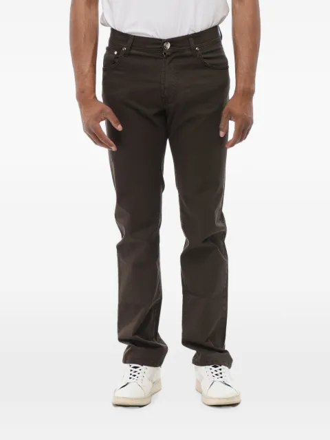 Corneliani embroidered-logo buttoned trousers