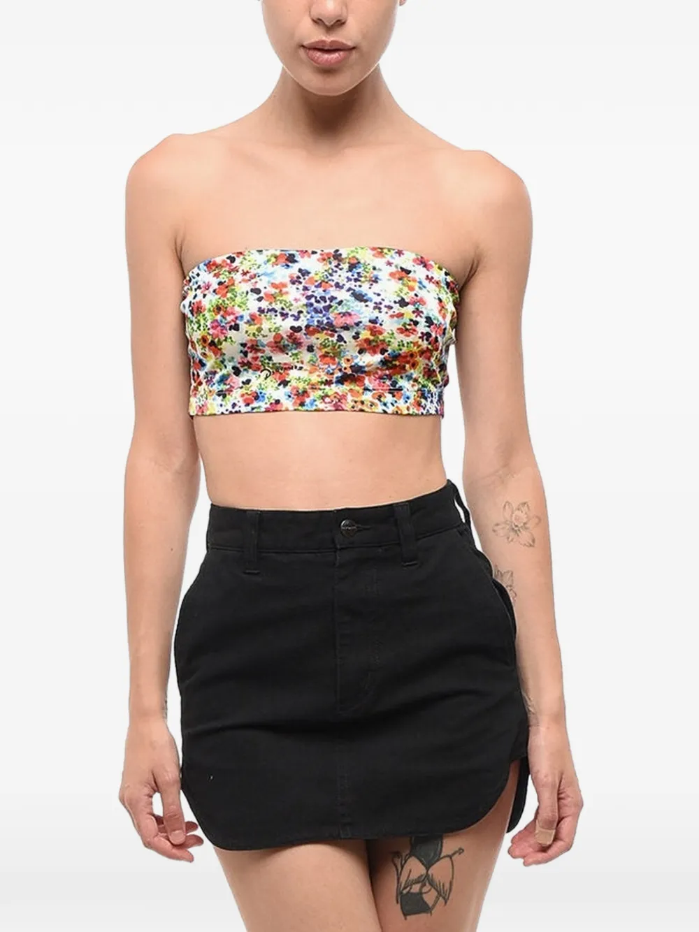 DSQUARED2 floral-print cropped top - Nude