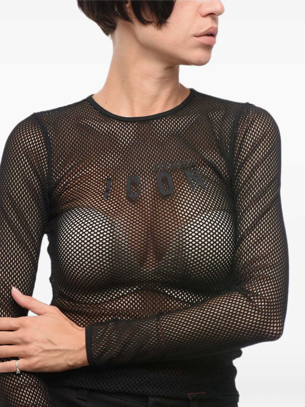 DSQUARED2 long-sleeve mesh T-shirt Zwart