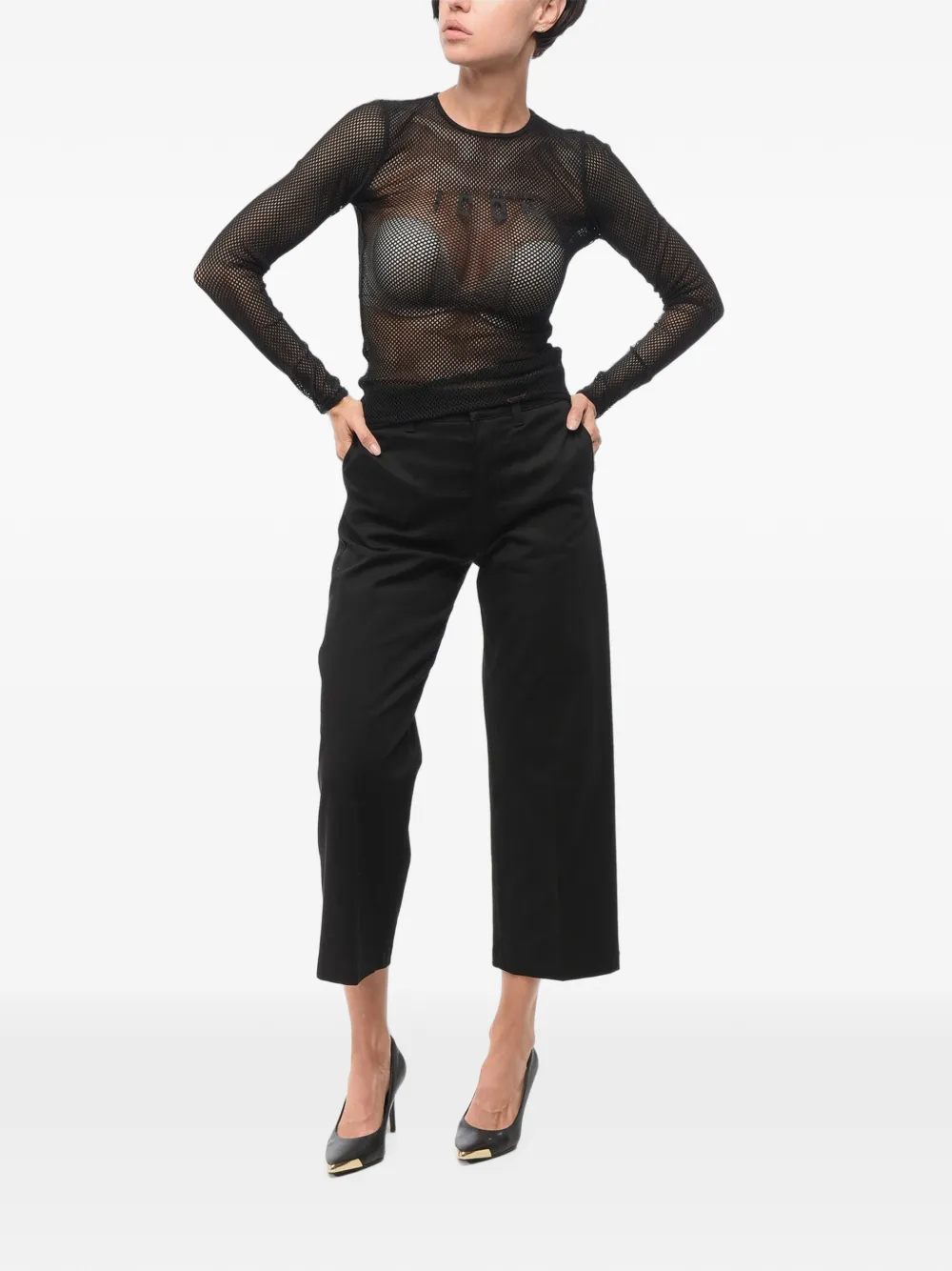 DSQUARED2 long-sleeve mesh T-shirt Zwart